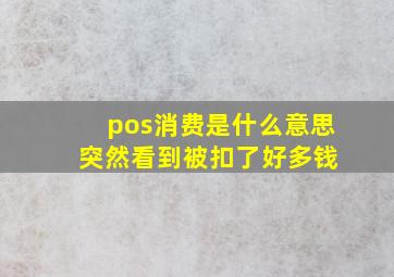 pos消费是什么意思 突然看到被扣了好多钱